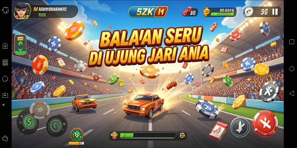 Gameplay 5ZK dengan balapan yang mendebarkan dan grafis yang memukau.
