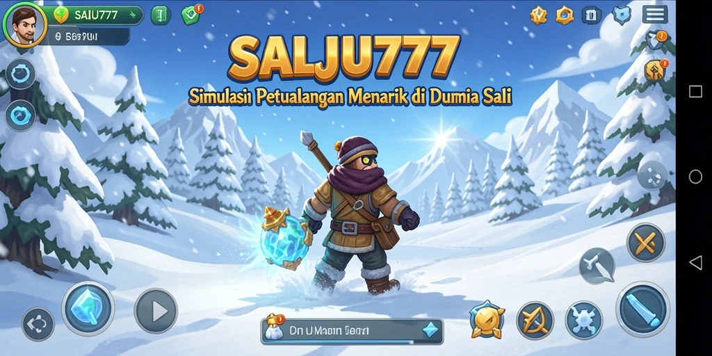 Screenshot utama SALJU777 menampilkan pemain menjelajahi dunia salju yang menakjubkan.