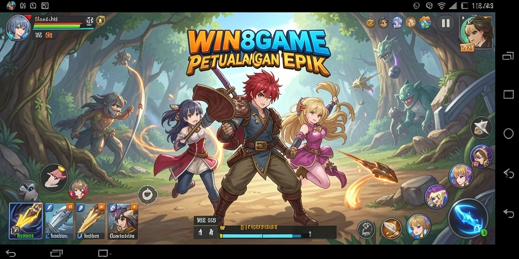Screenshot gameplay <strong>WIN8GAME</strong> yang menampilkan aksi karakter anime.