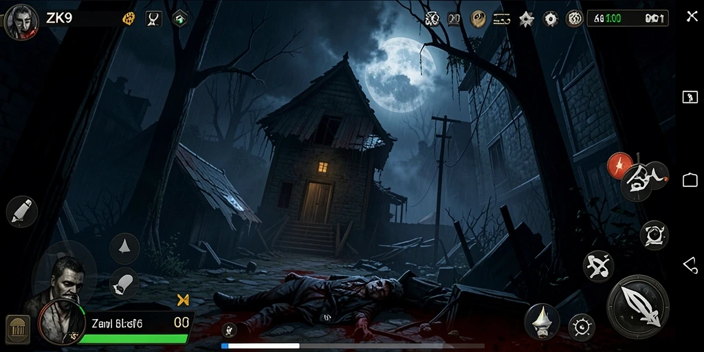 Gameplay ZK9 dengan suasana mencekam dan monster menyeramkan.